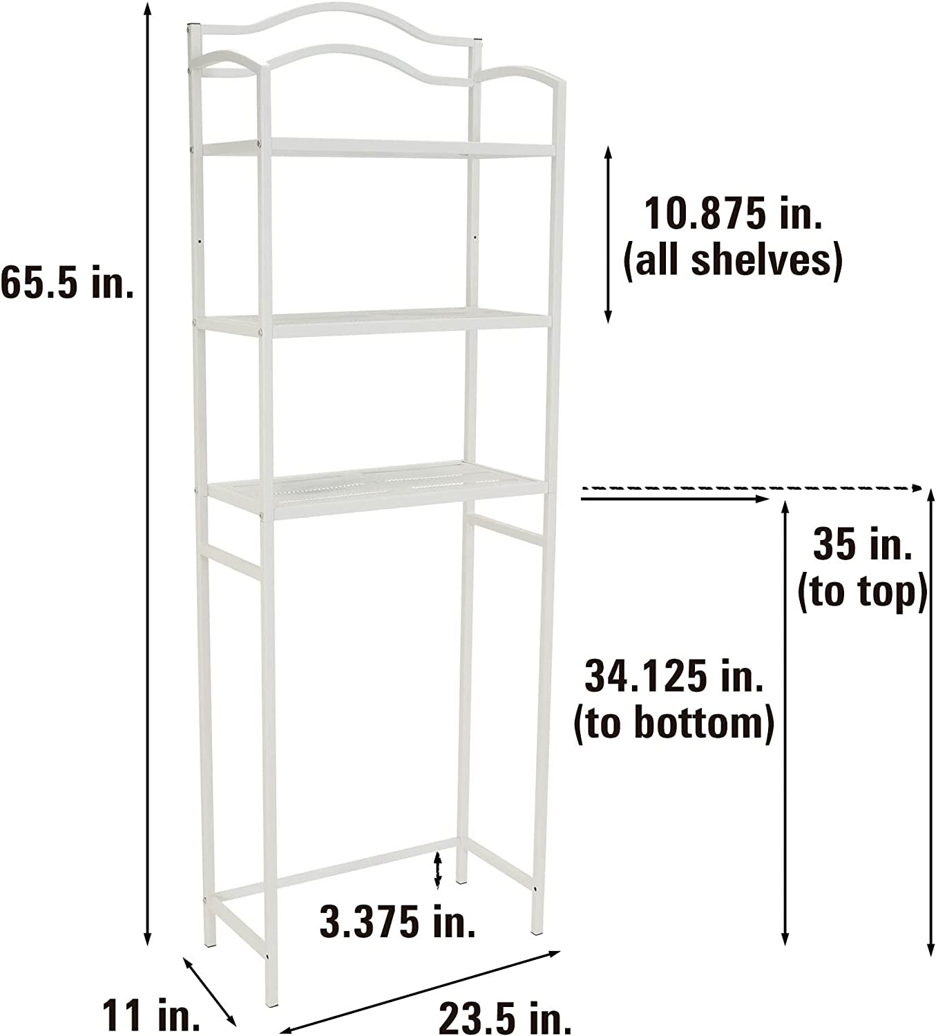 3-Tier Metal over the Toilet Bathroom Storage Shelf, White