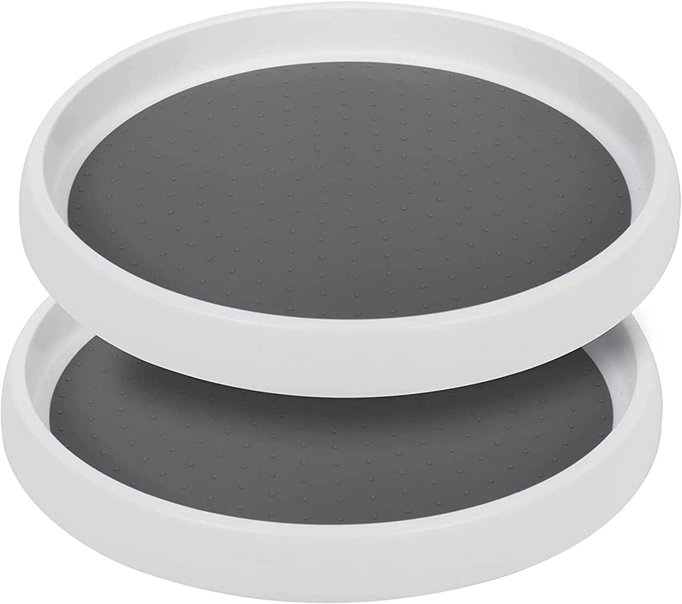 12 Inch Lazy Susan Turntable 2 Pack , Non-Skid Rotating Spice Rack Spinning Organizer for Cabinet, Kitchen, Fridge, Countertop, Pantry Organization and Storage, Vanity Display Stand
