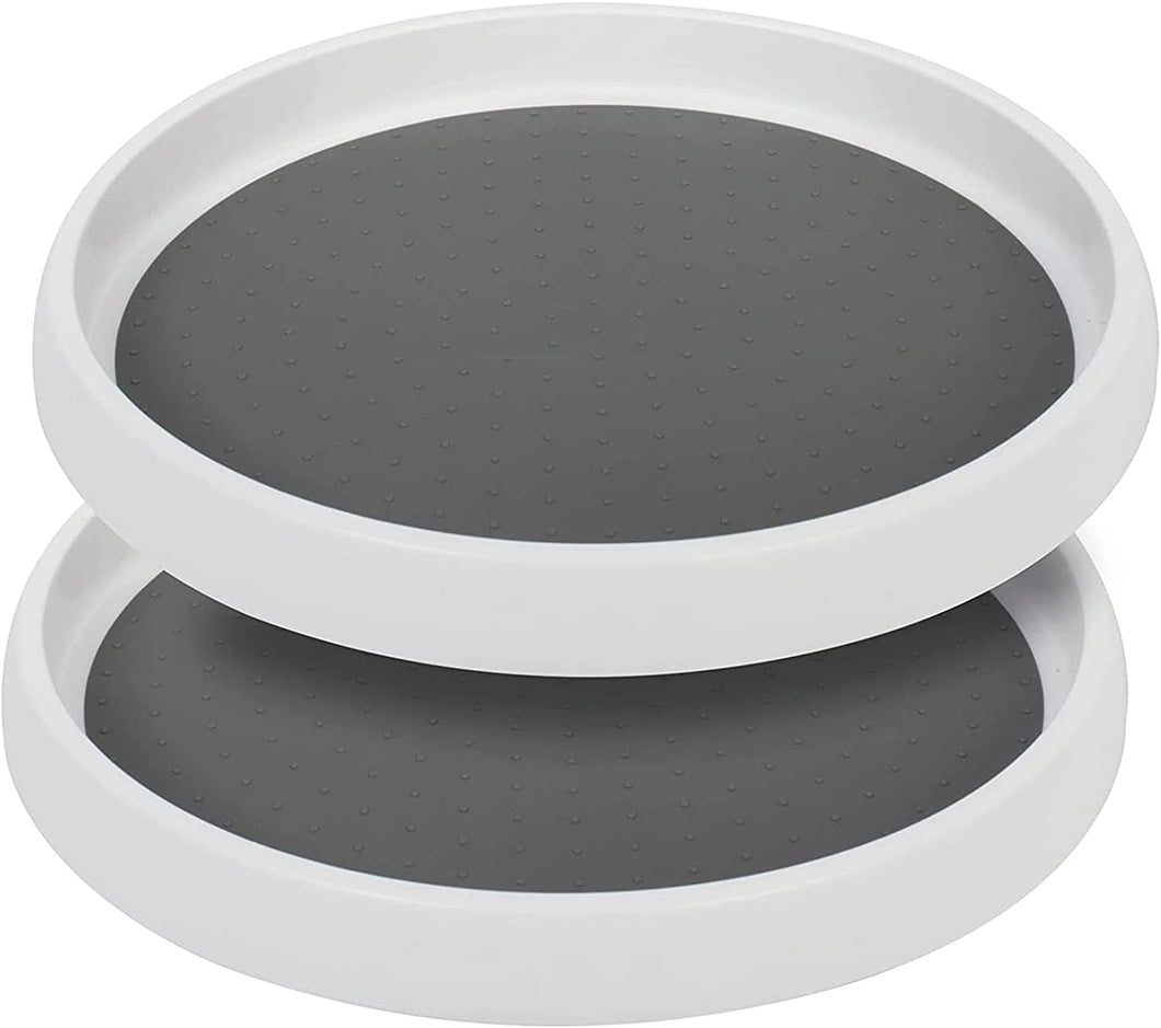 12 Inch Lazy Susan Turntable 2 Pack , Non-Skid Rotating Spice Rack Spinning Organizer for Cabinet, Kitchen, Fridge, Countertop, Pantry Organization and Storage, Vanity Display Stand