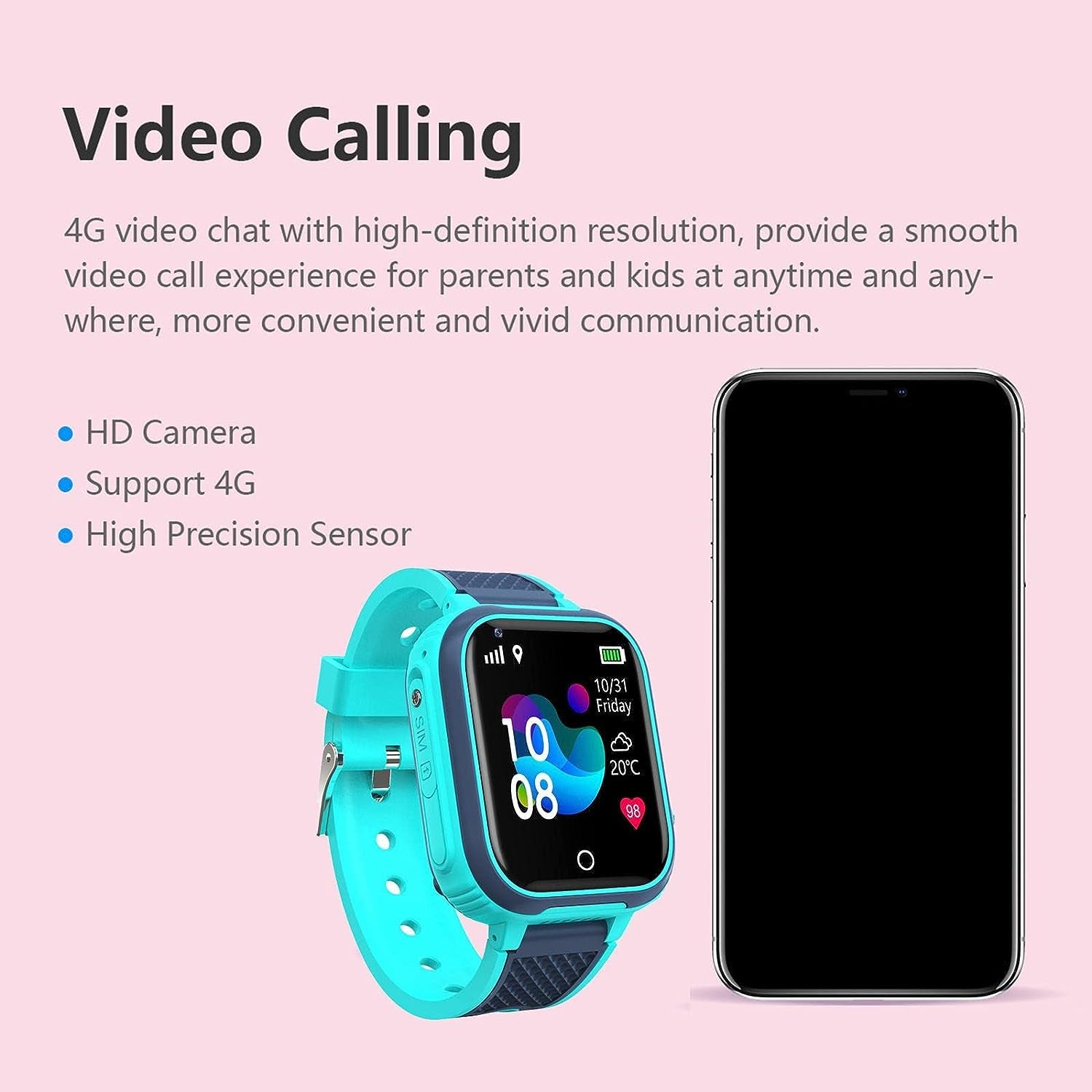 B Blesiya 4G IP67 Watch Phone Watch Call Flashlight Calculator for Children Boys Girls, Blue