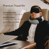 Travel Pillow 100% Pure Memory Foam Neck Pillow, Pillows for Sleeping, Car and Airplane Travel Essentials, Travel Kit with 3D Contoured Eye Masks, Earplugs and Luxury Mesh Bag (Grey)