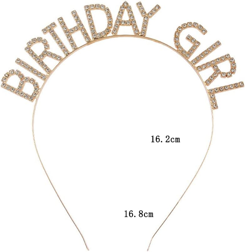 Birthday Crown Sash for Girls Women Birthday Girl Sash and Tiara Birthday Gifts for Daughter Best Friend Gold Headpiece Birthday Girl Headband for Little Girls