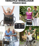 Wheelchair Pouch Bag for Walker, Rollator Walker Bags for Armrest Organizer Wheelchair, Wheelchair Side Pouch with 5 Pocket, Walker Accessories Bag with Cup Pocket