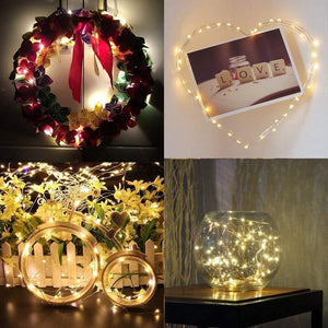 2 Pack Battery Fairy Lights, 5M 50 Leds Battery Powered Silver Wire String Lights Indoor Outdoor Fairy Lights for Bedroom Jars Camping Wedding Party Festival Tree Decorations (Warm White)