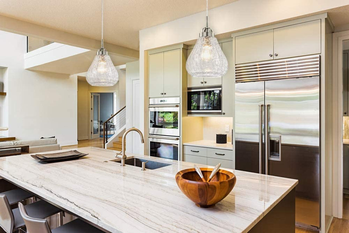 63091 One-Light Indoor Pendant, Brushed Nickel Finish with Clear Crackle Glass