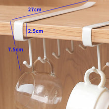 Load image into Gallery viewer, 2Pack under Cabinet 6-Mug Hooks under Shelf, Multi-Function Cup Mug Holder for Kitchen under the Closet Hanging Organizer Hooks, Kitchen Storage Rack Hooks Utensil for Mug Cabinet Shelves White
