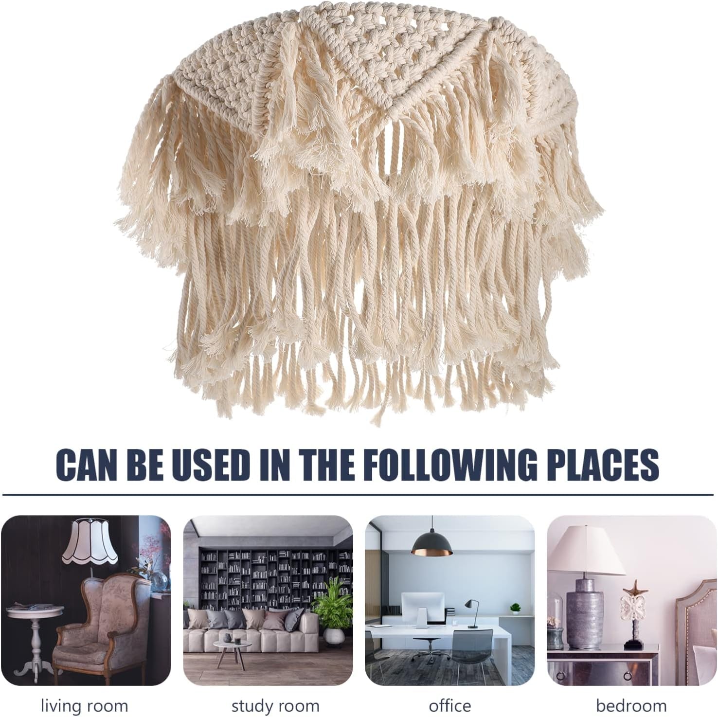 Fringe Lamp Shade Macrame Lamp Shade Ceiling Light Shade Hanging Pendant Light Cover Chandelier Shade Woven Lamp Shade
