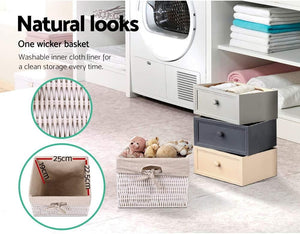 Chest of Drawers Storage Cabinet, Wood Tallboy Bedside Table Nightstands Tower Dresser Hallway Organizer Bedroom Bathroom Living Room Furniture Home Organiser, with 3 Removeable Baskets White