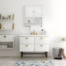 Load image into Gallery viewer, Wall Bathroom Cabinet with 2 Shelf &amp; Towels Bar, Medicine Cabinet with 2 Doors for Bathroom, Wall Mount Bathroom Cabinet, over the Toilet Space Saver Storage Cabinet, White
