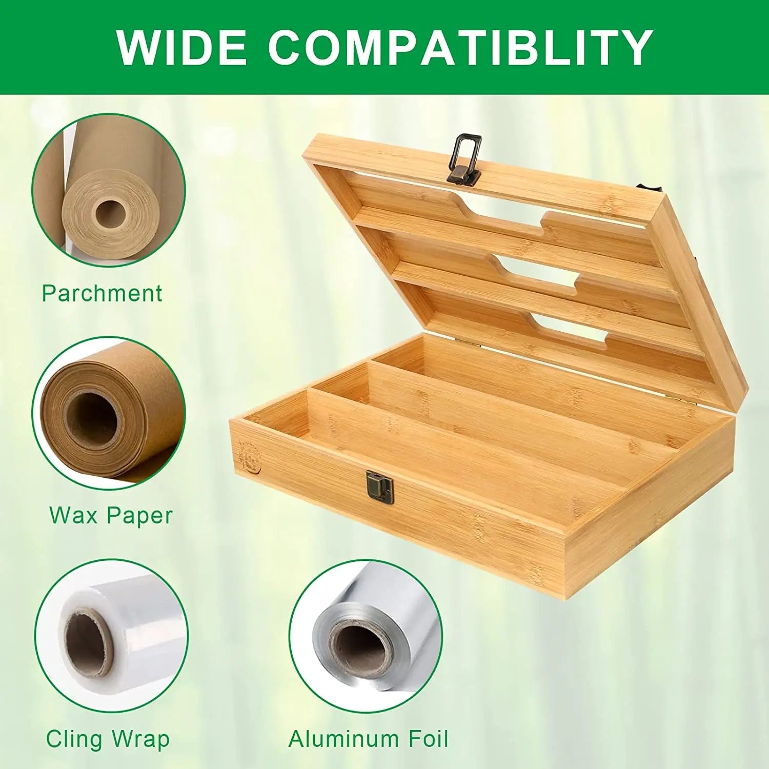 3 in 1 Plastic Wrap Dispenser with Slide Cutter，Aluminum Foil, Wax and Plastic Wrap Dispenser Organizer