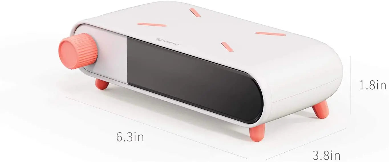 Apexto Alarm Clock with QI Wireless Charging Digital Electric Clock Large Display Temperature Calendar Display, with Indoor Temperature, White pattanaustralia