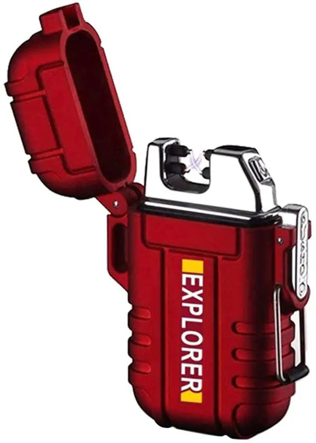 Waterproof Dual Arc Lighter,USB Rechargeable Windproof Flameless Electric Lighter with Lanyard for Outdoors Adventure Camping Hiking Hunting pattanaustralia