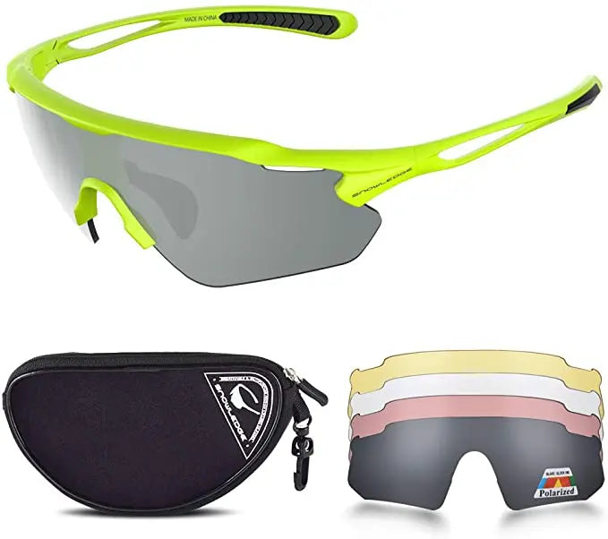 SNOWLEDGE Unisex, Universal fit Polarized Sport Glasses with 5 Interchangeable Lenses and TR90 Lightweight Frame pattanaustralia