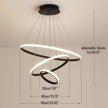 Load image into Gallery viewer, LED Modern Chandeliers Adjustable 3 Colors Dimmable Ceiling Lighting Fixture 3 White Rings Hanging Led Modern Pendant Light for Bedroom Living Dining Room Kitchen Foyer (Gold, 20+40+60Cm)
