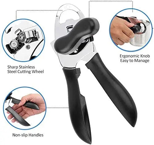 Manual Can Opener-Smooth Edge Ultra Sharp-Durable 4 in1 Stainless Steel Hand Held Pattan Australia