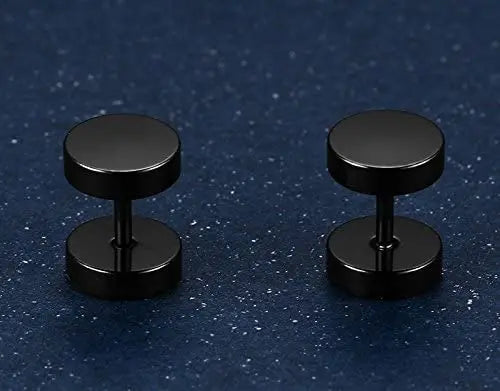 Men, Women 8MM Stainless Steel Barbell Stud Earrings, Ear Piercing Plugs Tunnel Punk Style (Black) pattanaustralia