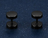 Men, Women 8MM Stainless Steel Barbell Stud Earrings, Ear Piercing Plugs Tunnel Punk Style (Black) pattanaustralia