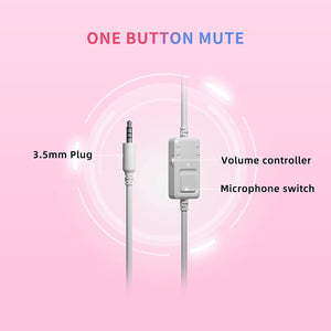G951S Pink Stereo Gaming Headset with Mic for PS4, Xbox One, PC, Mobile Phone, 3.5MM Sound Detachable Cat Ear Headphones Lightweight Self-Adjusting over Ear Headphones for Women