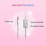 G951S Pink Stereo Gaming Headset with Mic for PS4, Xbox One, PC, Mobile Phone, 3.5MM Sound Detachable Cat Ear Headphones Lightweight Self-Adjusting over Ear Headphones for Women