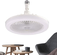 Load image into Gallery viewer, Ceiling Fans with Lights, E27 LED Lighting Outdoor Ceiling Fan, Low Profile Ceiling Fan with Lights and Aromatherapy Tablets, Small Enclosed Ceiling Fan for Kids Room, Kitchen, Bedroom (White)
