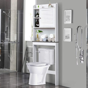 Bathroom Over-The-Toilet Storage Cabinet, Freestanding Home Toilet Rack W/ 5-Level Adjustable Shelves, Space Saver Organizer Rack, Bathroom Storage Shelf, White