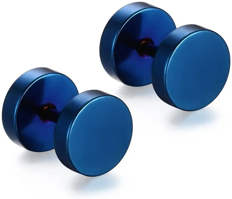 Men, Women 8MM Stainless Steel Barbell Stud Earrings, Ear Piercing Plugs Tunnel Punk Style (Black) pattanaustralia