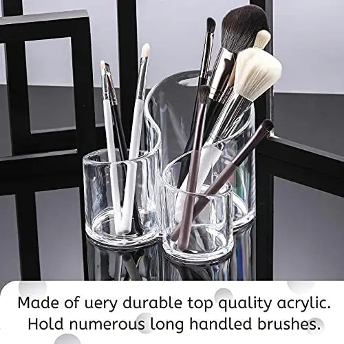 Clear Makeup Brush Holder Organizer, 3 Slot Acrylic Cosmetic Brushes Storage, Eyeliners, Eyebrow, Pencil Display Case pattanaustralia