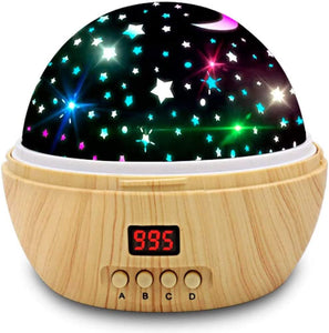 Star Projector Night Light, Wood Grain LED Bedroom Light Projector with 5-995 Minutes Timer Auto-Shut Off, Colorful Star Rotating Lamp for Baby Kids by  (Wood Grain)