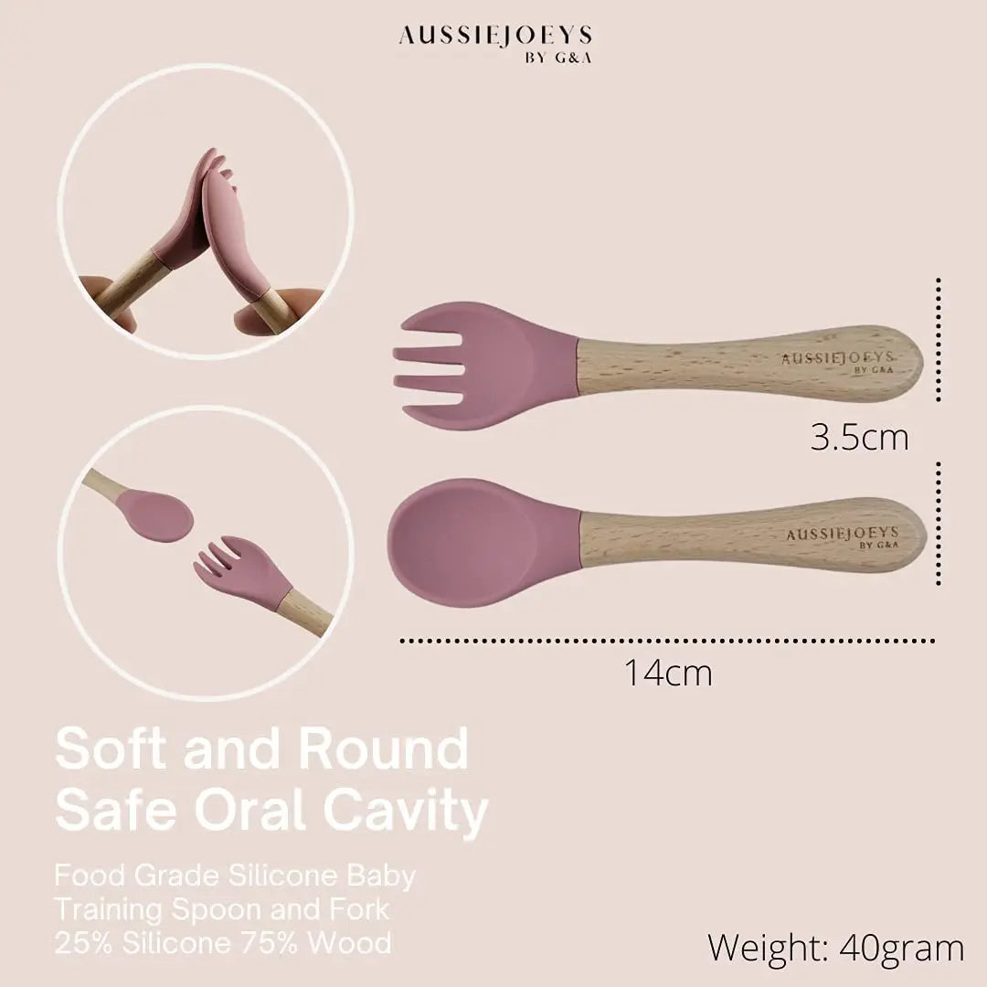 5PC Baby Feeding Set Silicone Divided Suction Plate, Spoon and Fork Cultery Pattan Australia