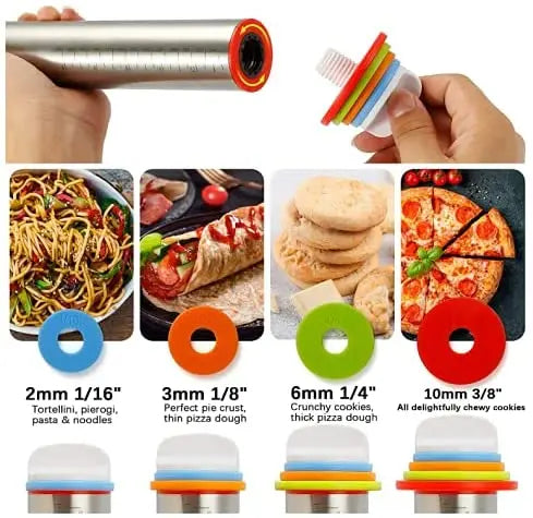 Pack of 5 Baking Utensils. Silicone Baking Mat (Size 40x60cm), Dough Scraper, Rolling Pin, Silicone Spatula and Brush. Baking gift for baking lovers pattanaustralia