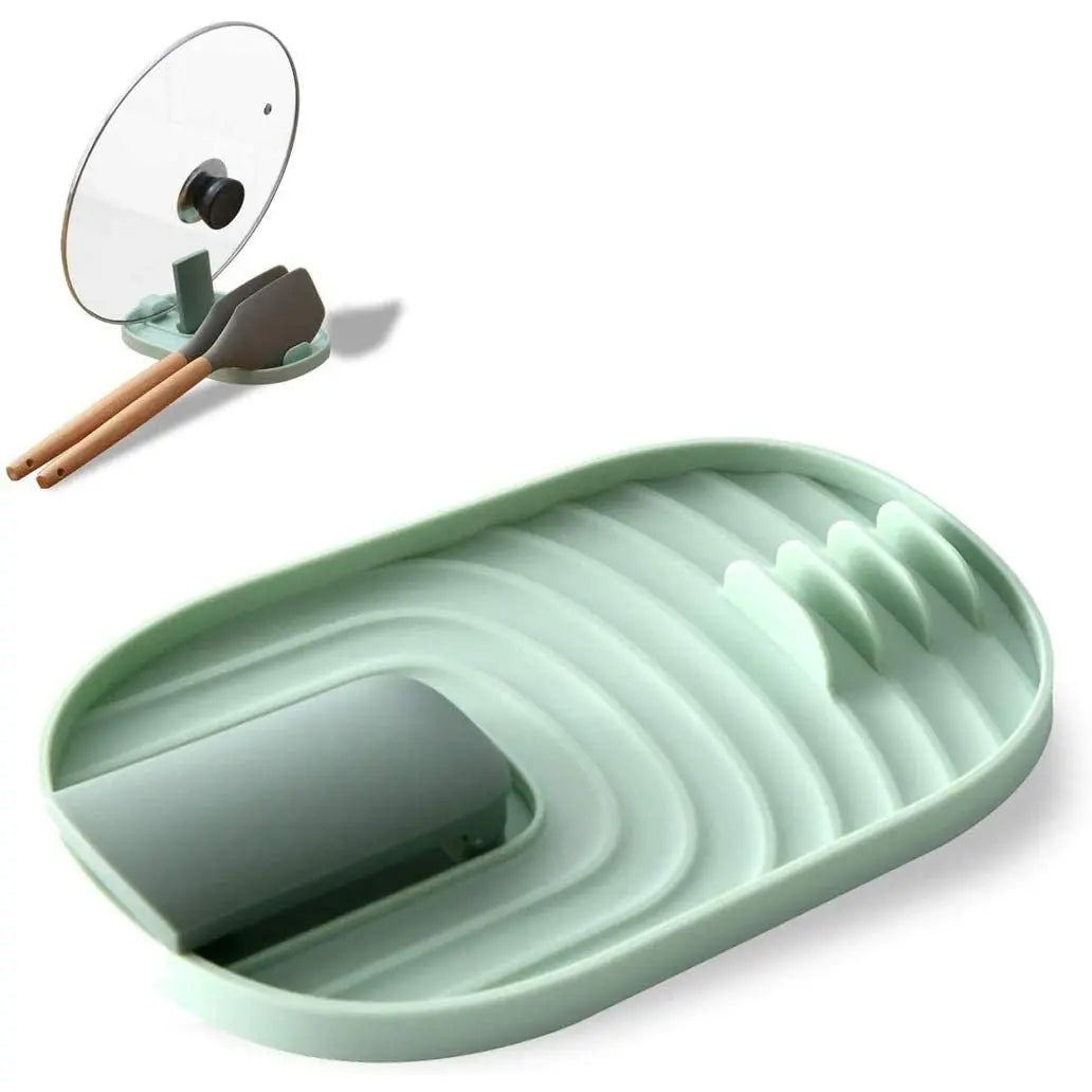 Eco Friendly Pot, Lid Spoon, Spatula Holder, Foldable Lid Rest with Drip Pad