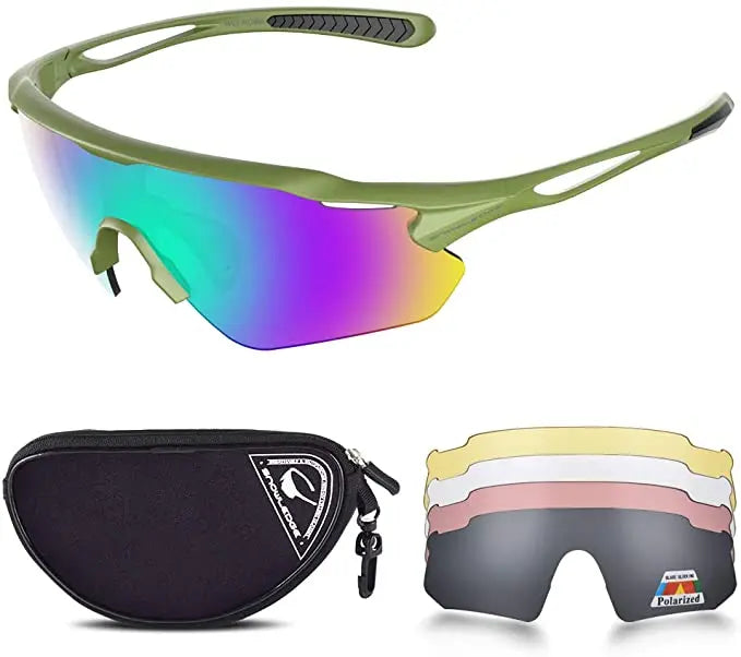 SNOWLEDGE Unisex, Universal fit Polarized Sport Glasses with 5 Interchangeable Lenses and TR90 Lightweight Frame pattanaustralia