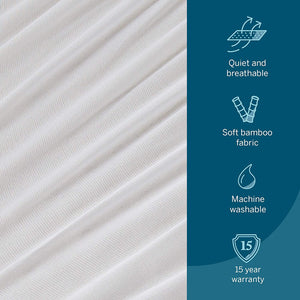 Premium Rayon from Bamboo Jersey Mattress Protector - Ultra Soft - Waterproof - Queen, White