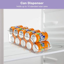 Load image into Gallery viewer, [2 Pack] Refrigerator Organizer Bins Can Dispenser Storage Holder, Soda Beverage Canned Food Container Bin Clear Plastic Pantry Storage Rack for Fridge Pantry Kitchen Countertops Cabinets
