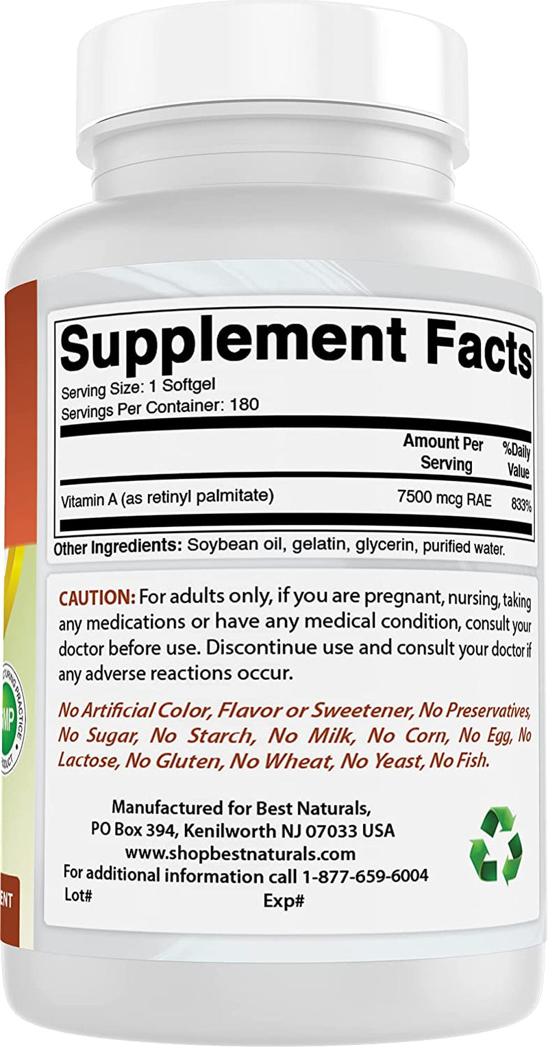 Vitamin a 25000 IU 180 Softgels