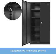 Load image into Gallery viewer, Locker Cabinet Steel Filing Cabinet 185Cm Lockable File Storage Cupboard 2 Door 4 Shelves Office Home Stationary Black
