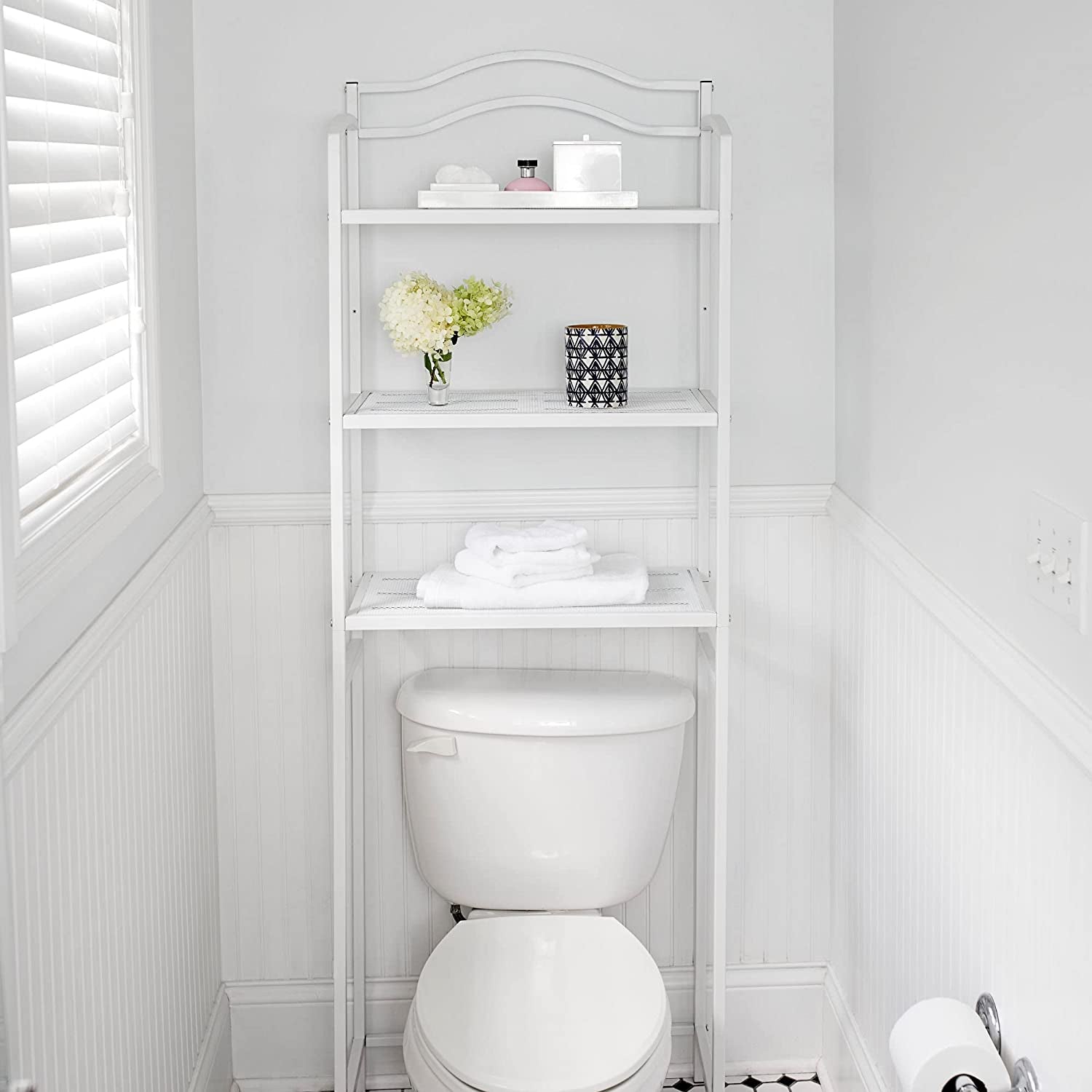 3-Tier Metal over the Toilet Bathroom Storage Shelf, White
