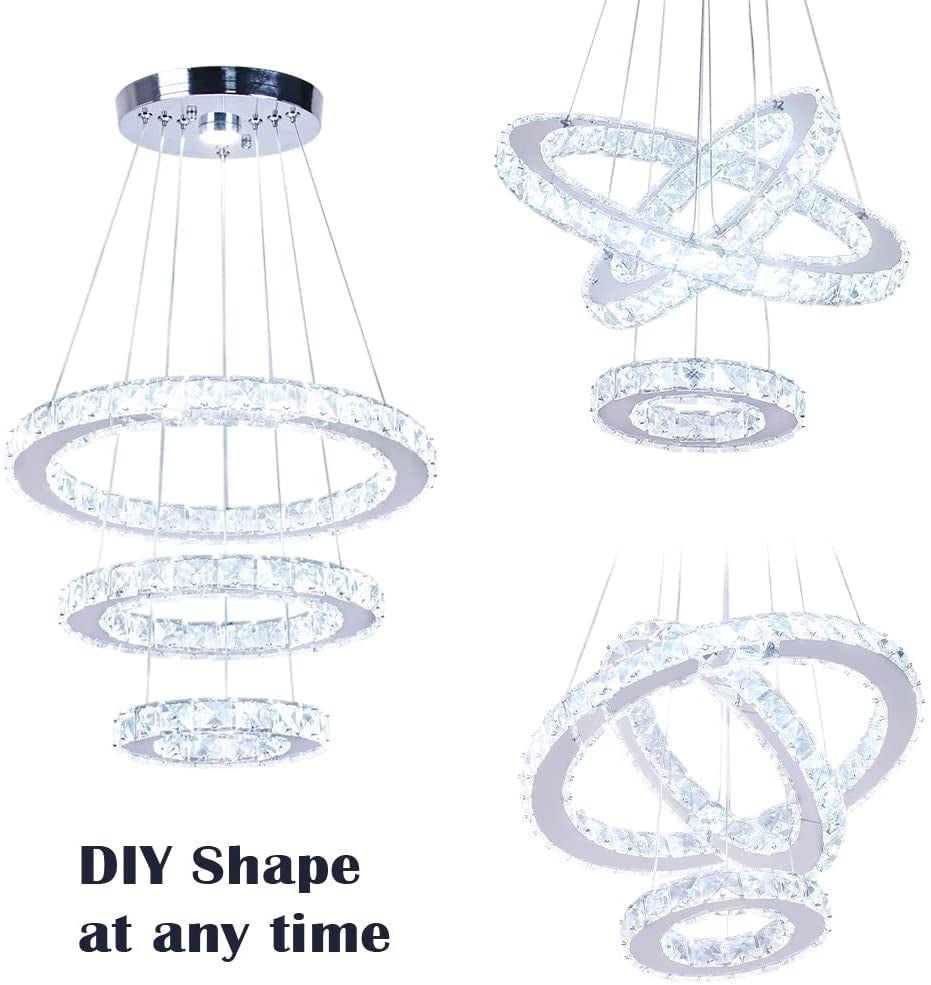 Modern Crystal Chandeliers LED Chandelier Pendant Lights Chandelier Rings Pendant Light 20/30/40Cm(8/12/16 Inches)(Cool White 20/30/40)