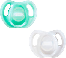 Load image into Gallery viewer, Ultra-Light Silicone Soother, Symmetrical Orthodontic Design, Bpa-Free, One-Piece Design, 0-6 Months, Pack of 2 Dummies, Assorted Colours, Colours &amp; Designs May Vary
