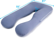 Load image into Gallery viewer, Pregnancy Pillows, Organic Cotton U Shaped Body Pillow for Sleeping, Cooling Maternity Pillow for Pregnant Women Support, Pregnancy Back Pain Relief Pillow, Blue
