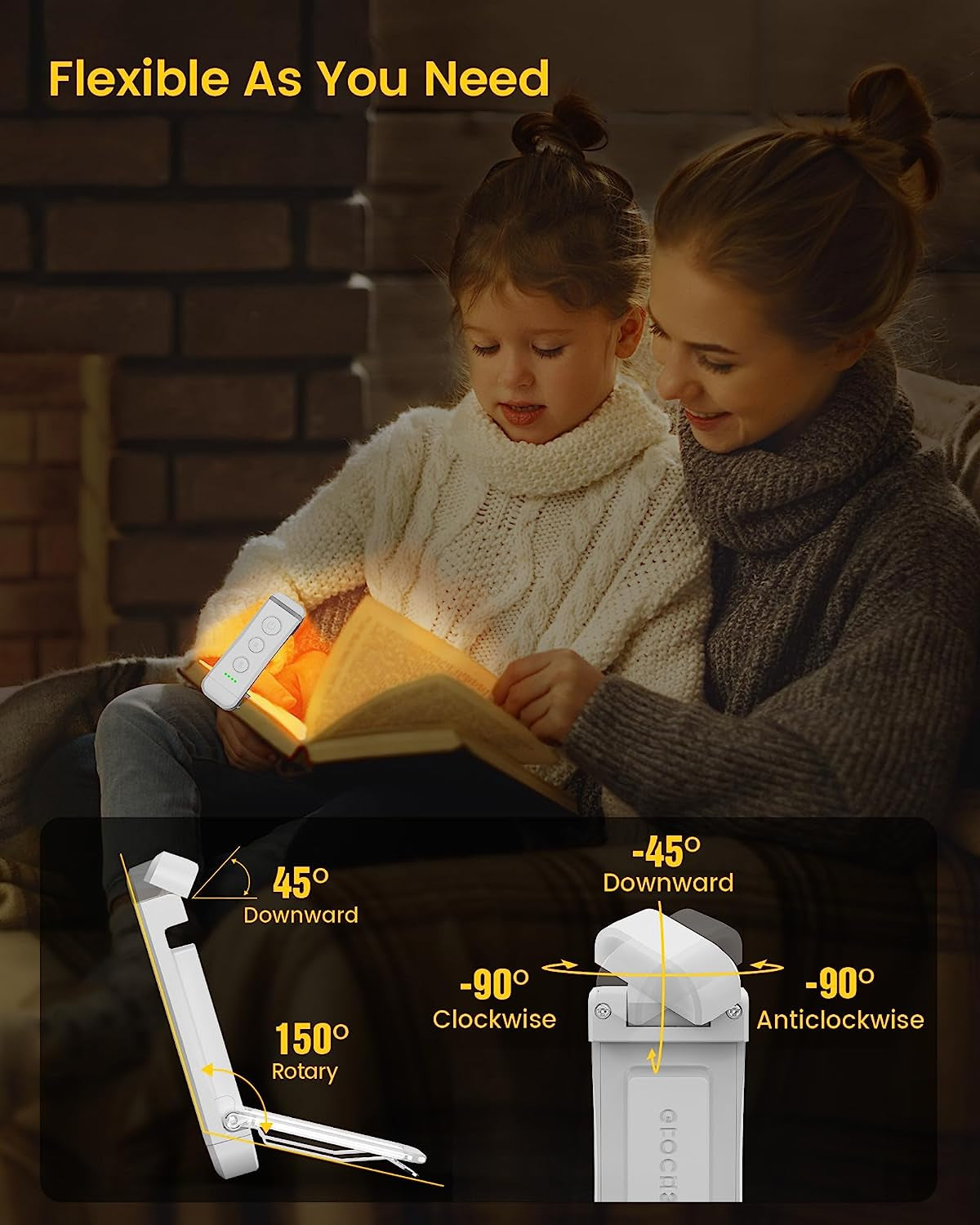 USB Rechargeable Book Light for Reading in Bed, Portable Clip-On LED Reading Light, 3 Amber Colors & 5 Brightness Dimmable, Compact & Long Lasting, Perfect for Book Lovers, Kids…