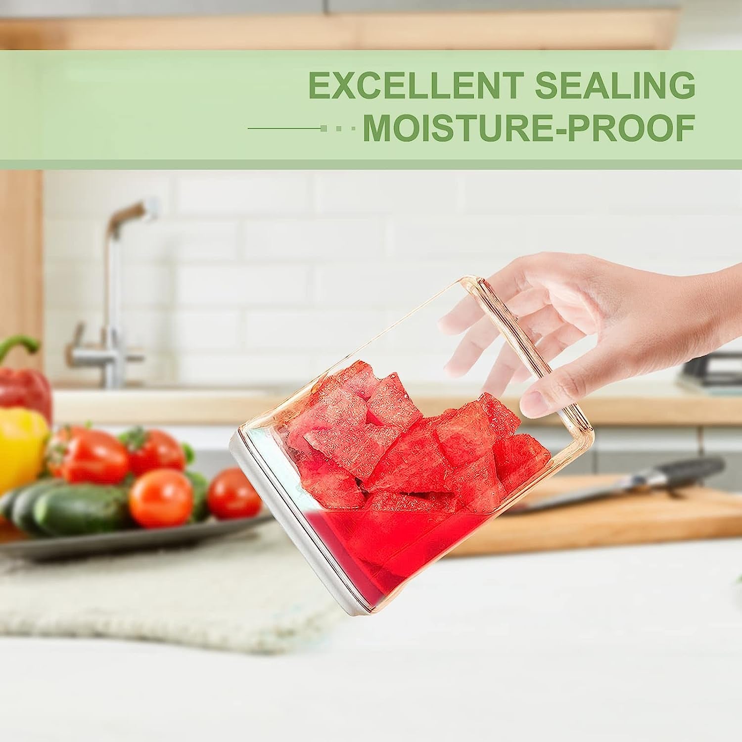 Airtight Food Storage Container, 4 Pcs Clear Plastic Kitchen Canisters Set with Pop up Airtight Lids for Bulk Food Cereal Candies Cookies Coffee Nuts Sugar Pet Food Storage