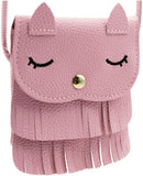 Cat Tassel Shoulder Bag Small Coin Purse Crossbody Satchel for Kids Girls, a Pink(5.1'' X 5.9''), One Size, Crossbody