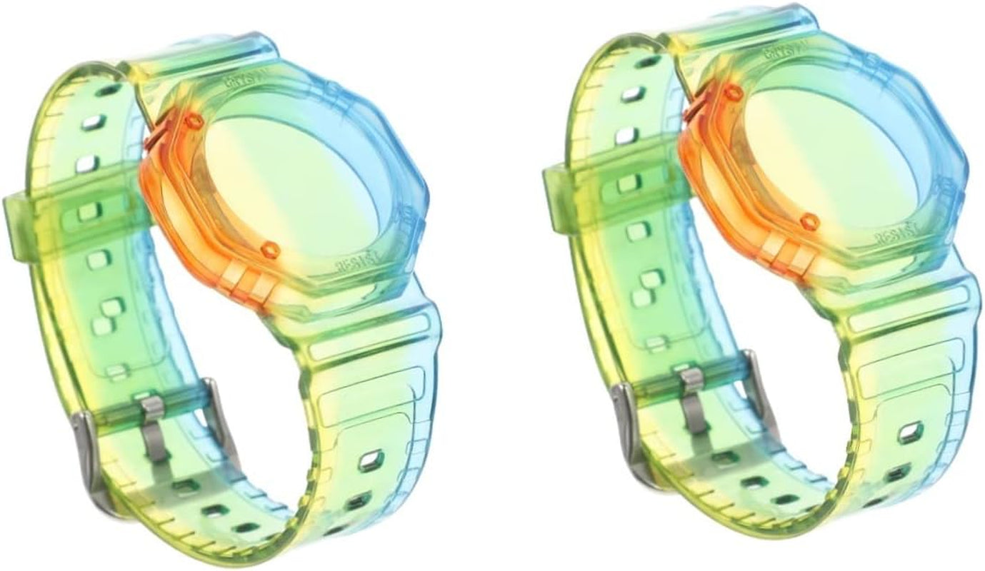 2Pcs Tracker Case Aplee Watch Appletag Aplple Watch Bands Wristband for Kids A- Air-Tag Holder Air-Tag Watch Band Kids Watch Cover Semi-Transparent Bracelet Holder Child Label