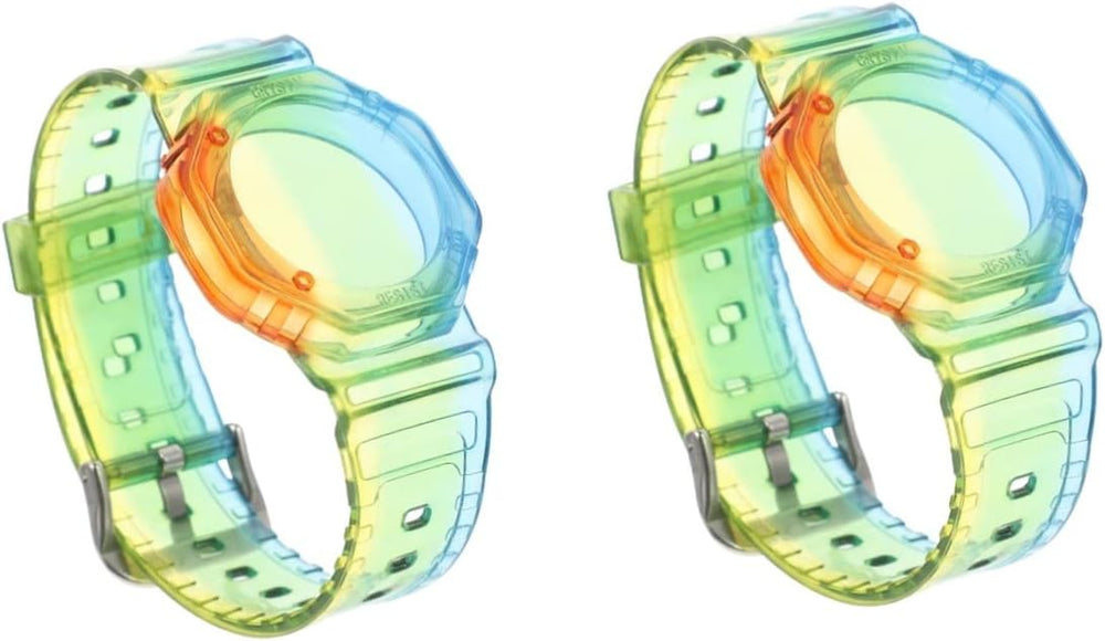 2Pcs Tracker Case Aplee Watch Appletag Aplple Watch Bands Wristband for Kids A- Air-Tag Holder Air-Tag Watch Band Kids Watch Cover Semi-Transparent Bracelet Holder Child Label