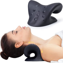 Load image into Gallery viewer, Neck Stretcher for Neck Pain Relief, Neck and Shoulder Relaxer Cervical Neck Traction Device Pillow for TMJ Pain Relief and Muscle Relax, Cervical Spine Alignment Chiropractic Pillow (Black)
