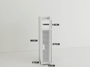 80CM Bathroom Storage Utility Cabinet Stand Tissue Holder White Waterproof