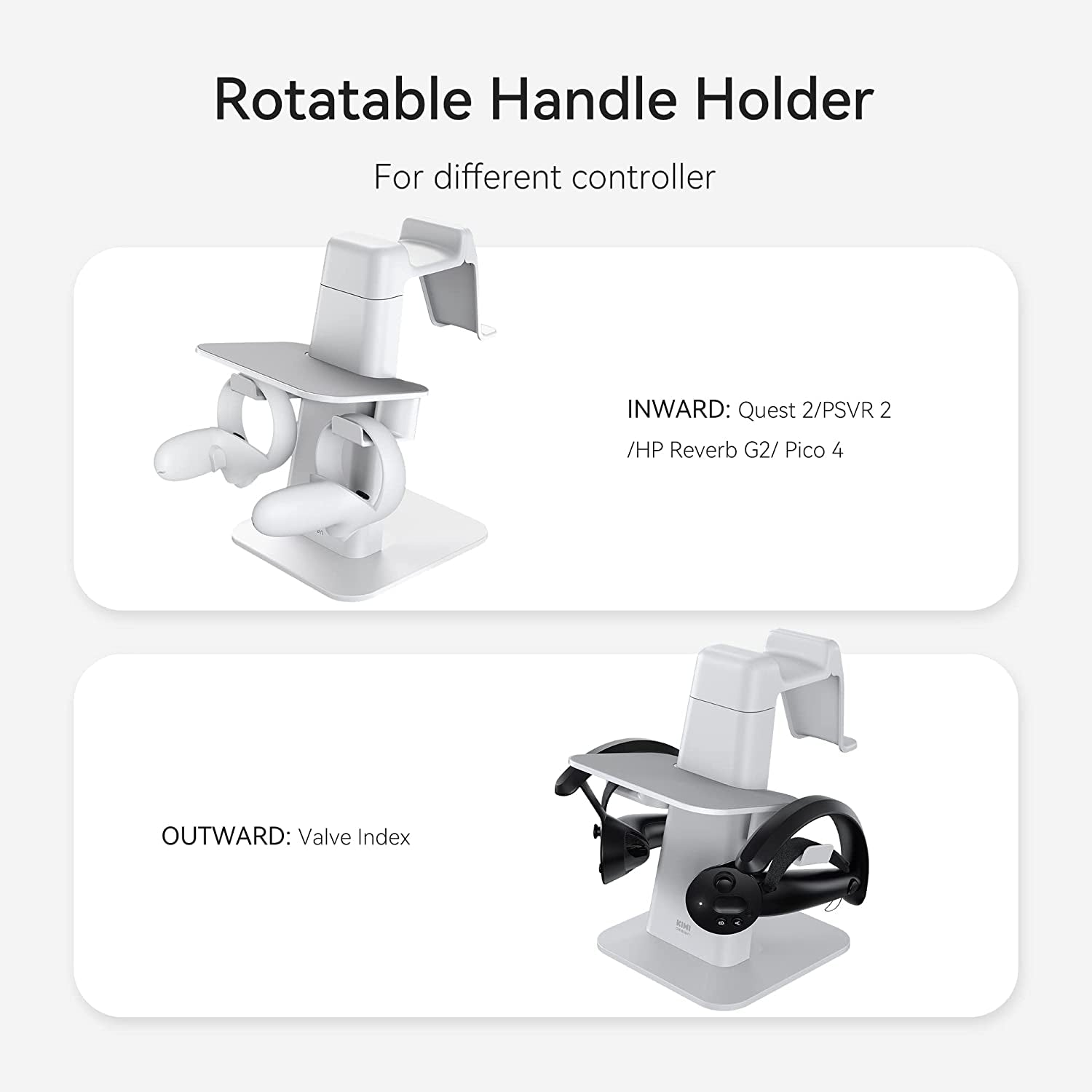 Upgraded VR Stand Compatible with Quest 2 /Quest/Psvr 2 /Rift S/Valve Index/Hp Reverb G2VR Headset and Touch Controllers, Vr Headset Stand and Controller Holder Mount Station (White)
