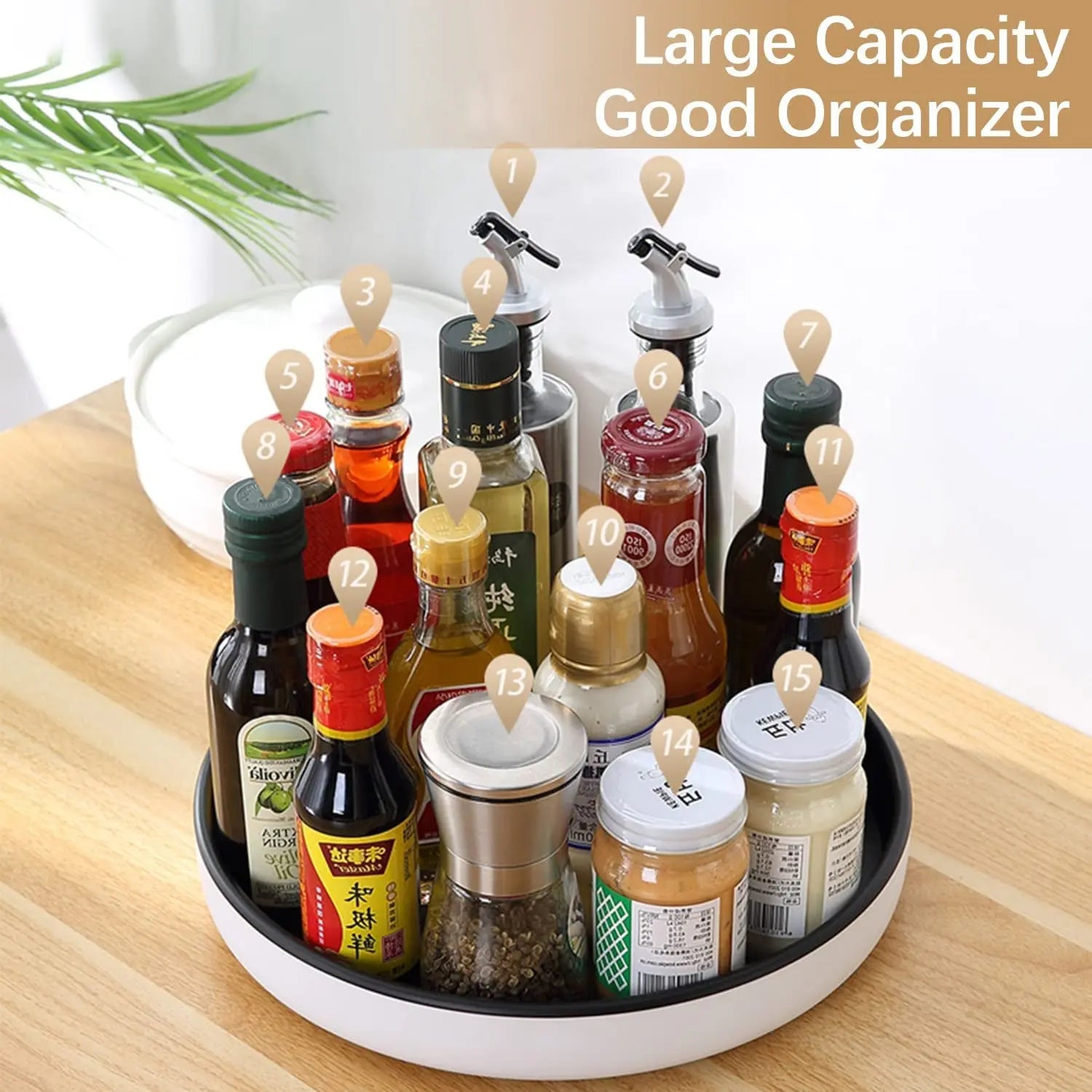 Lazy Susan Turnable 30Cm / 11.8In Large Lazy Susan Organiser for Pantry Storage Rustproof Black 360° Spice Rack for Kitchen Countertop