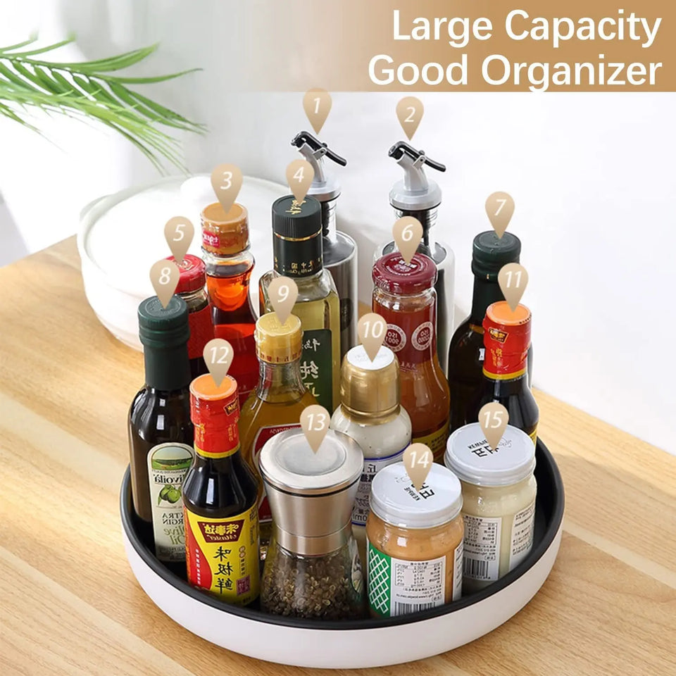 Lazy Susan Turnable 30Cm / 11.8In Large Lazy Susan Organiser for Pantry Storage Rustproof Black 360° Spice Rack for Kitchen Countertop